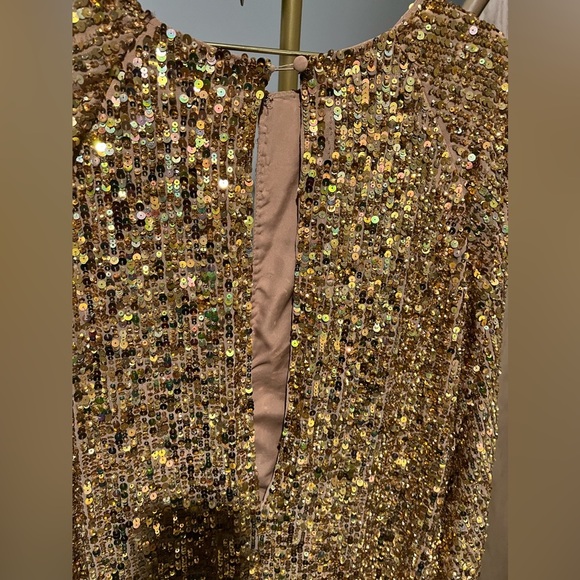 ASOS EDITION Sequin Midi Dress with Blouson Sleeve - Picture 10 of 11